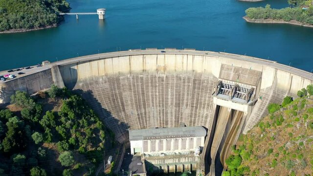 Castelo de Bode Dam from Above with Reservoir and River Landscape