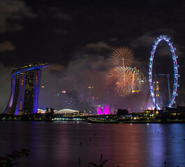 Fototapeta na wymiar New Years Eve Celebration Countdown at Singapore 2020 