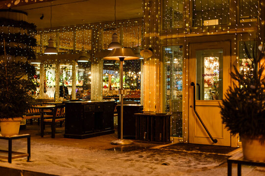 A Store Front At Night