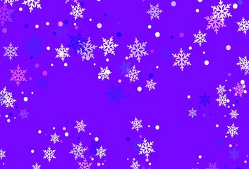 Light Purple, Pink vector layout with bright snowflakes.