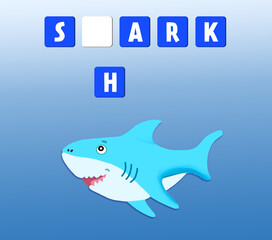 English for kids. Make word game. Educational application for children, illustration