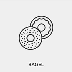bagel icon vector. Linear style sign for mobile concept and web design. bagel symbol illustration. Pixel vector graphics - Vector.	