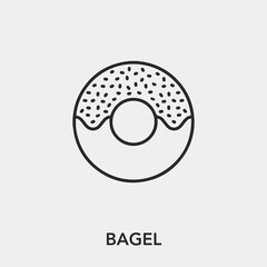 bagel icon vector. Linear style sign for mobile concept and web design. bagel symbol illustration. Pixel vector graphics - Vector.	
