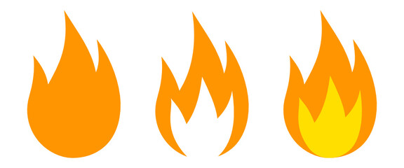 Set of fire icon. Flame symbols