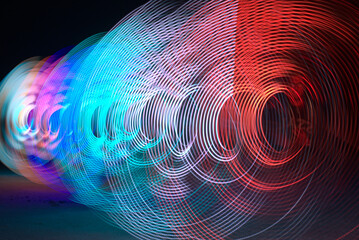 Red White Blue Green Long Exposure Light Painting Spiral
