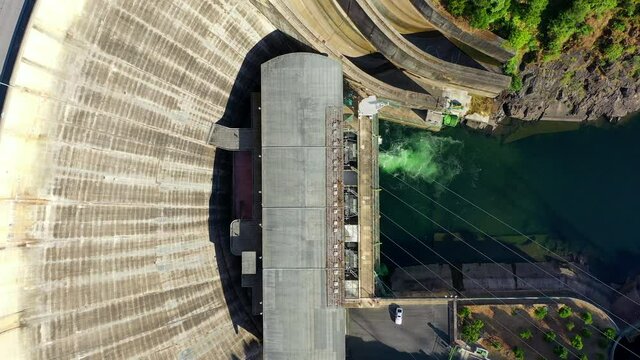 Top Down Drone View of Castelo de Bode Hydroelectric Dam in Portugal