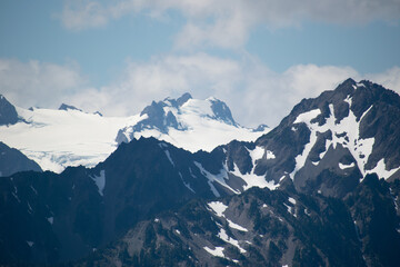 Fototapeta na wymiar Mountains peaks with snow.