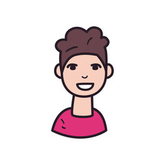 man cartoon line and fill style icon vector design