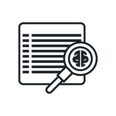 brain in lupe with document line style icon vector design