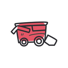 farm trailer line and fill style icon vector design