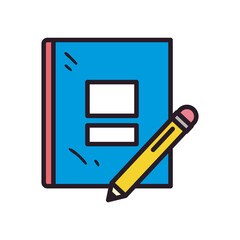book with pencil line and fill style icon vector design