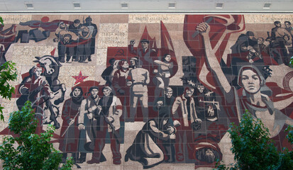 Wall panel in Dresden, 1960s communist propaganda