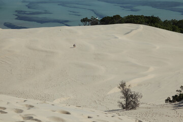 Climbing down the sand dunes