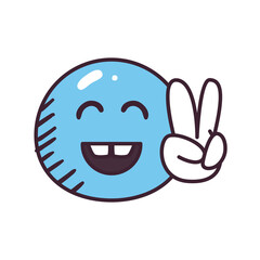 pop art emoji with love and peace hand line and fill style icon vector design