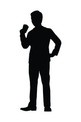 Business man with coffee cup silhouette vector