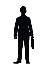 Business man with briefcase silhouette vector