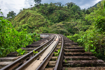 Fototapeta na wymiar Amaga, Antioquia / Colombia. March 31, 2019. Old railway road of Antioquia, Colombia