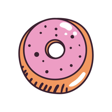 pop art donut line and fill style icon vector design