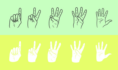 Hand gestures vector illustration. Hand symbol. 