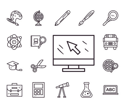 school line style collection of icons vector design