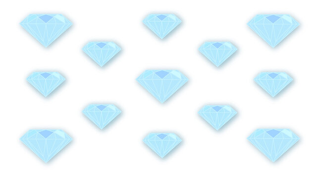 Diamonds seamless pattern on white background, isolates. Horizontal illustration.