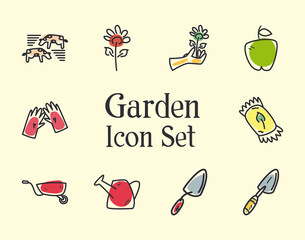 garden line and fill style set icons vector design