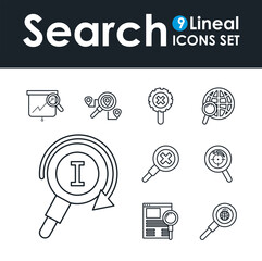 search line style set icons vector design