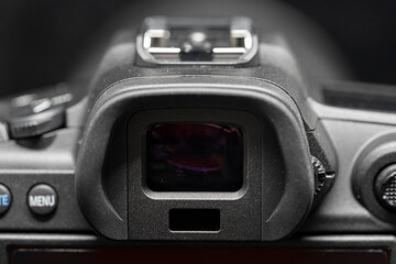 Close-up on Mirrorless Camera Electronic View Finder