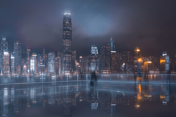 Fototapeta na wymiar Abstract and horizontal Hong Kong Harbour View; Background