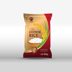 Rice Package Mockup Thailand food Products, vector illustration