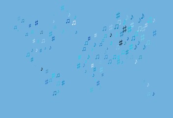 Obraz premium Light BLUE vector template with musical symbols.