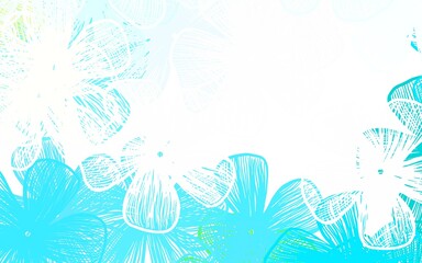 Fototapeta na wymiar Light Blue, Yellow vector doodle background with flowers