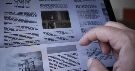 man reading news on tablet pc