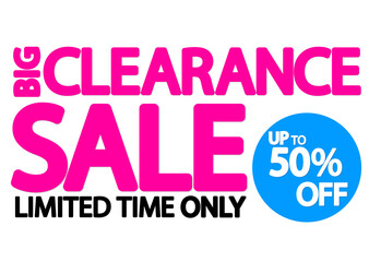Clearance Sale up to 50% off, discount poster design template, special offer, vector illustration