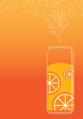 orange soda bubbles can illustration
