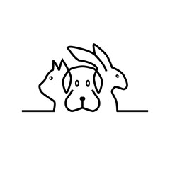 A cute pet illustration logo template of a dog, cat, rabbit that is easy to edit