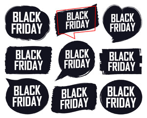 Fototapeta premium Black Friday, Set Sale banners design template, discount tags, final season offers, vector illustration