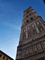 Piazza del Duomo in Florence, Italy. Cathedral of Santa Maria del Fiore. Campanario de Giotto tower. Florence architecture.