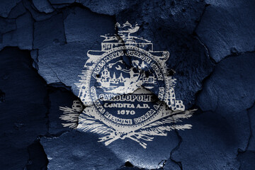 flag of Charleston painted on cracked wall