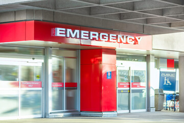 Emergency doors to the hospital for medical care
