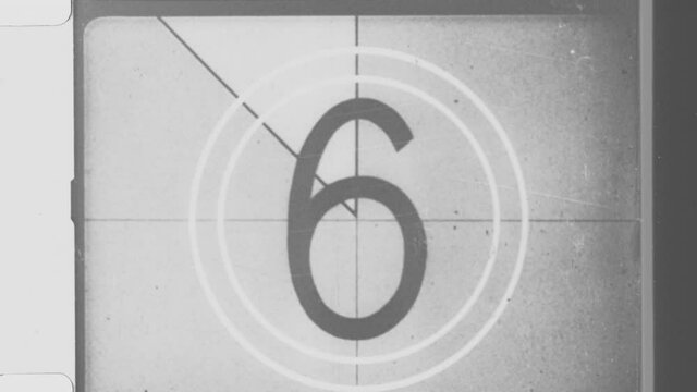 Black & White Monochromatic Countdown Clock from 8 to 2 effect of old film roll with details