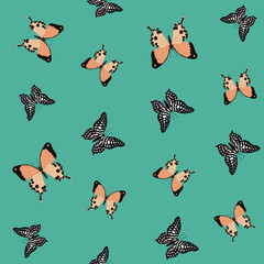 Seamless vector illustration with beautiful butterflies