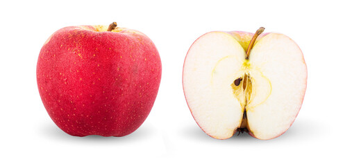 Haft of apple isolated on white background .