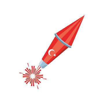 Turkish rocket firework detailed style icon vector design