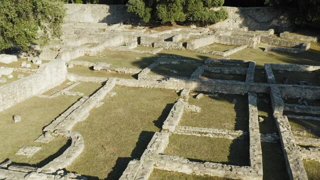 Aerial view of the Byzant Kastrum ruins on Brijuni National Park, Croatia