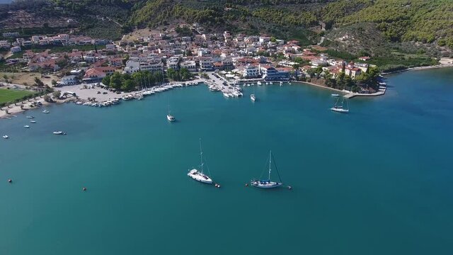 Aerial view of Palea Epidavros village in Greece