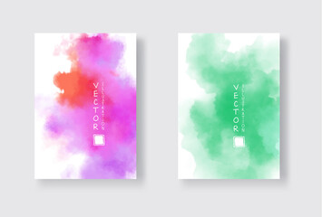 Set of bright colorful vector watercolor background