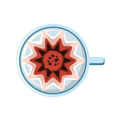 aerial view of a cup of coffee on white background