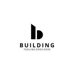 Creative illustration modern letter B building sign geometric logo design template