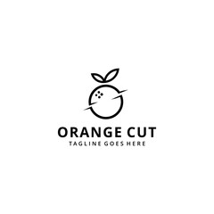 Illustration orange fruit cut sign abstract with fork logo design